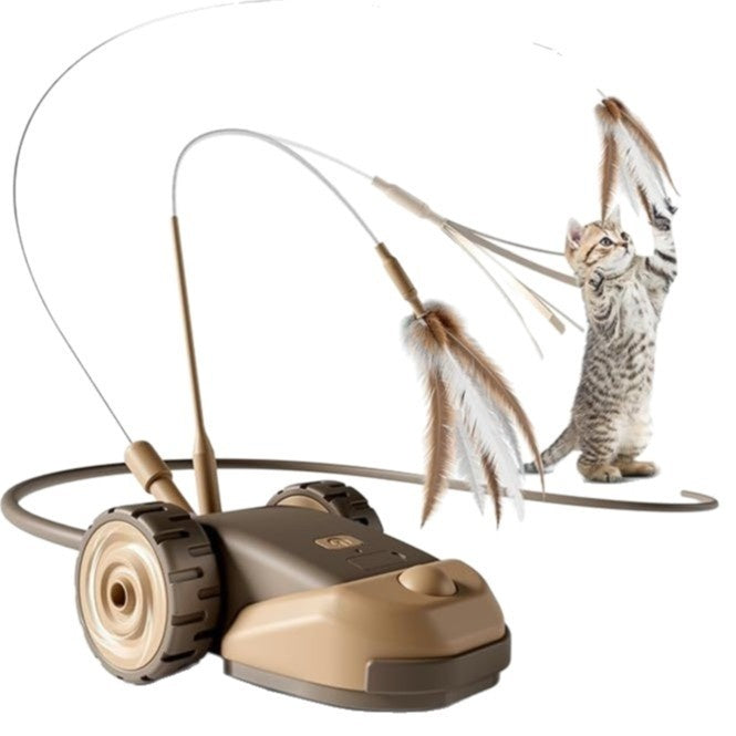 Smart Remote-Controlled Electric Car With Wire-Feather Toy For Cats