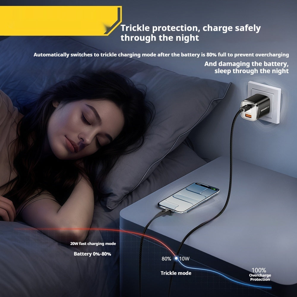 Series 20W Digital Display Travel Charger With USB-A And USB-C Fast Charging Ports