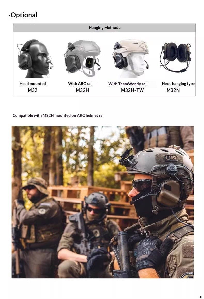 M31H Electronic Pickup Noise-Reducing Tactical Communication Helmet-Mounted Headset