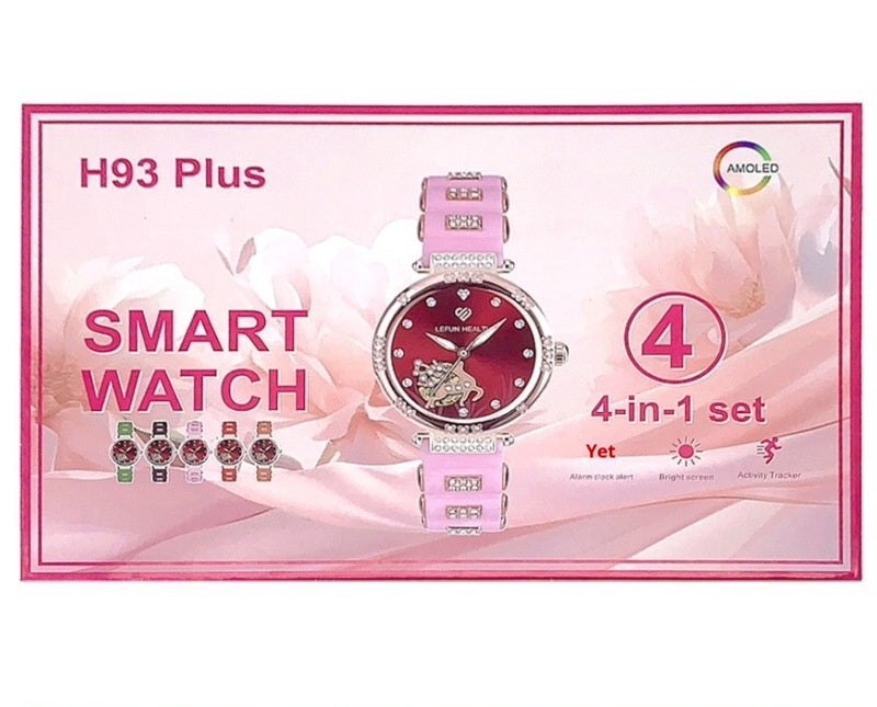 Round-Screen Womens Smartwatch With Heart Rate Monitoring Fitness Tracking