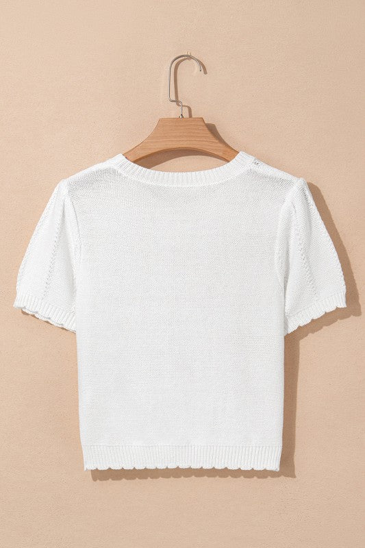 Lavender Puff Sleeve Crewneck Sweater
