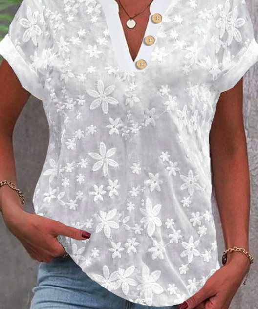 Ellen Floral Print Short Sleeve Blouse