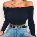 Off-Shoulder Long Sleeve Women's T-Shirt