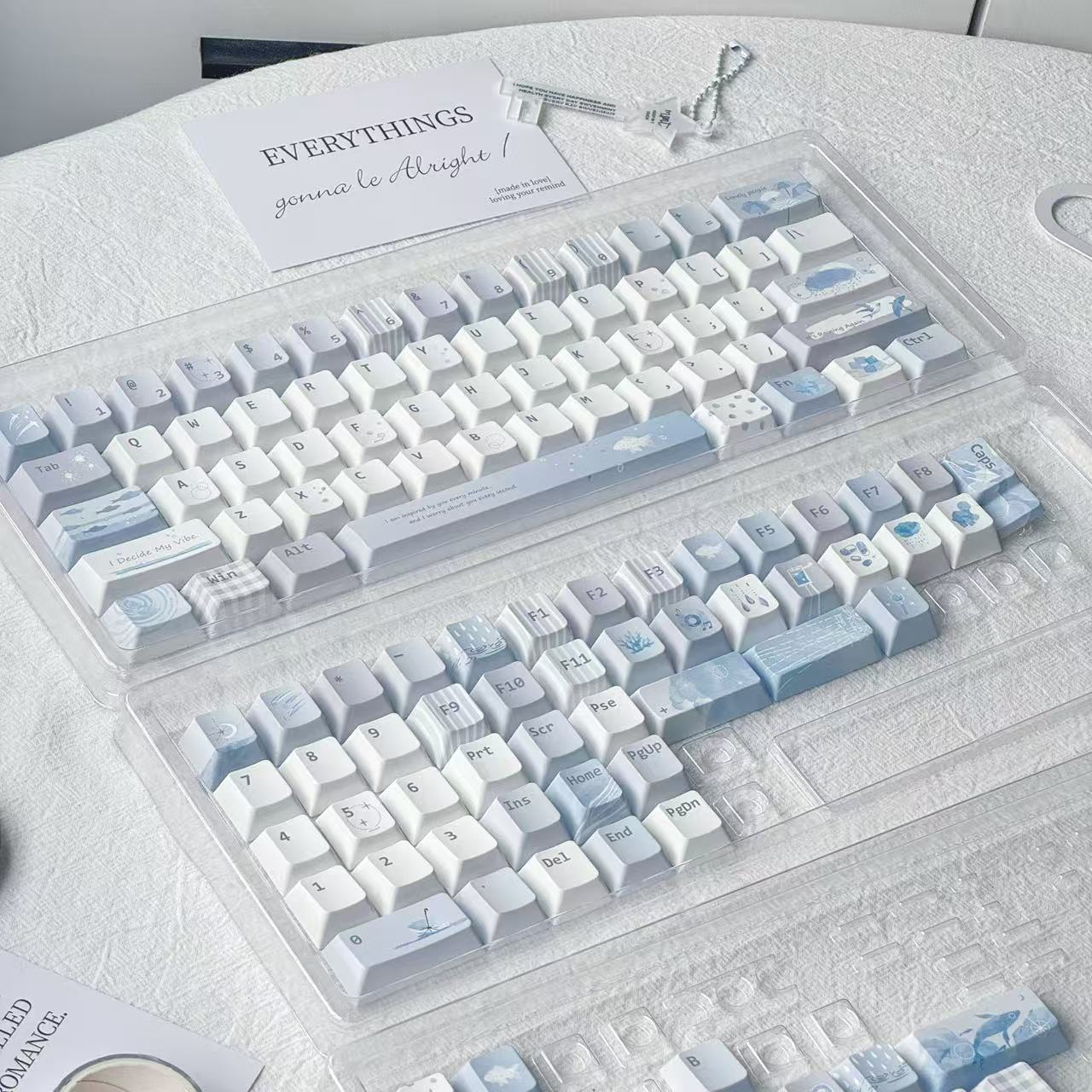 Sleek Blue Keyboard Caps With A Fresh, Cool, And Transparent Design