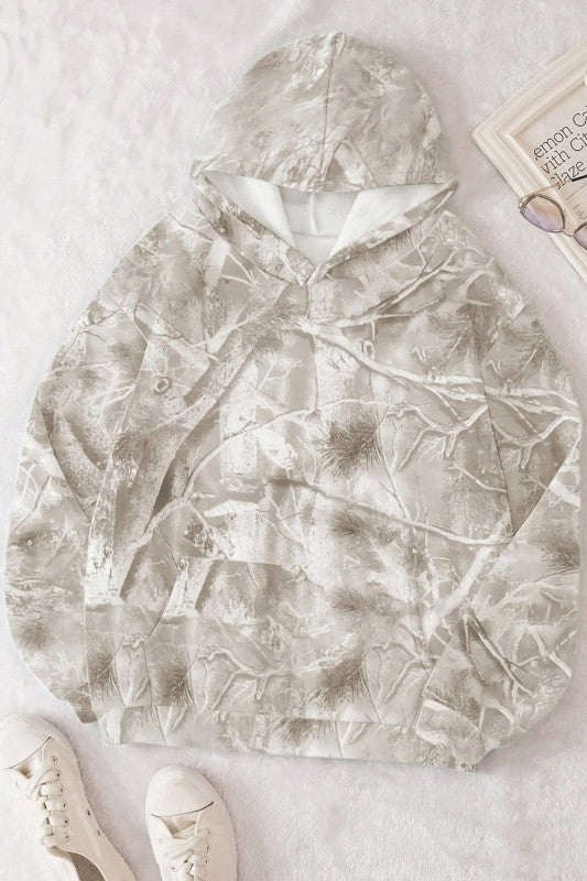 Camo Kangaroo Pocket Drop Shoulder Hoodie