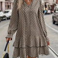 Elegant Plus Size V-Neck Ruffle Sleeve Mini Dress