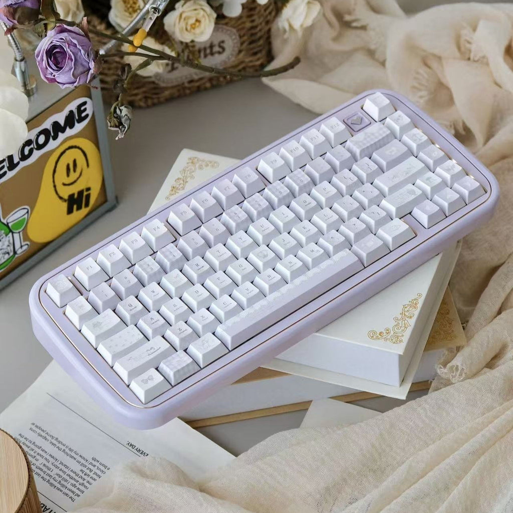 Meow Meow Hymn Keycaps In Protein Purple And Lavenderelegant