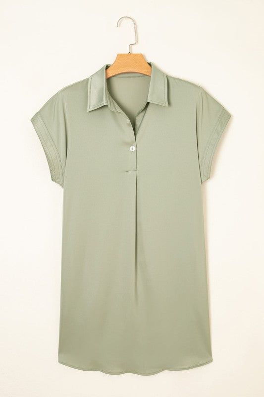 Solid Buttoned Collar T-Shirt Mini Dress