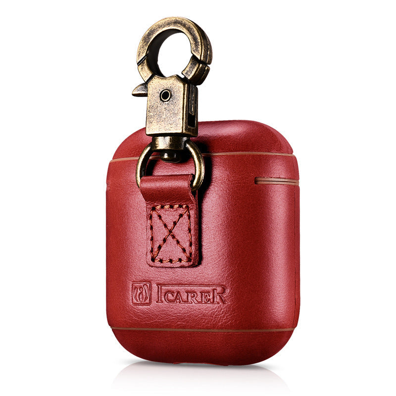 Genuine Leather Wireless Earbud Case With Loop Closure