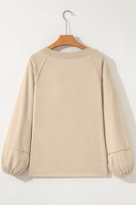 Solid Raw Seam Patchwork Baggy Sweatshirt