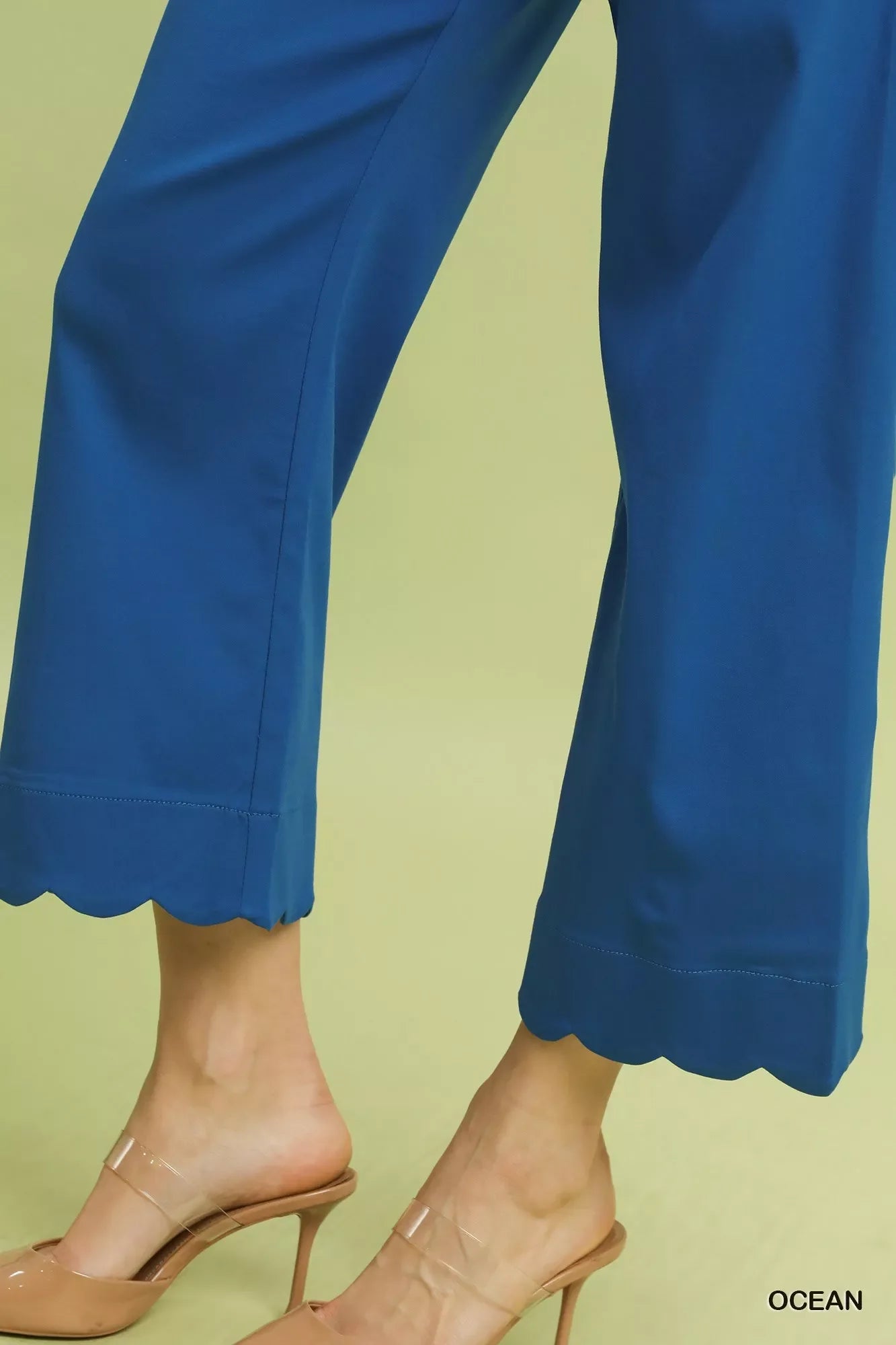 Umgee Scallop Hem Wide Leg Pants