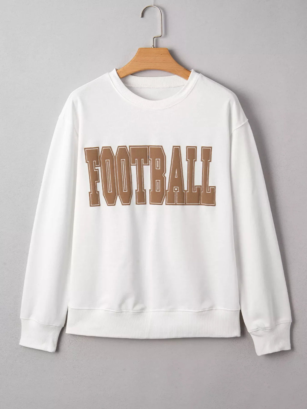 FOOTBALL 3D Letter Graphic Crew Neck Sweatshirt
