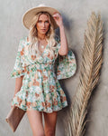 Floral V-Neck Short Dress for Spring and Summer