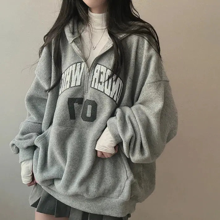 Fleece-lined Women's Zipper Hooded Sweater