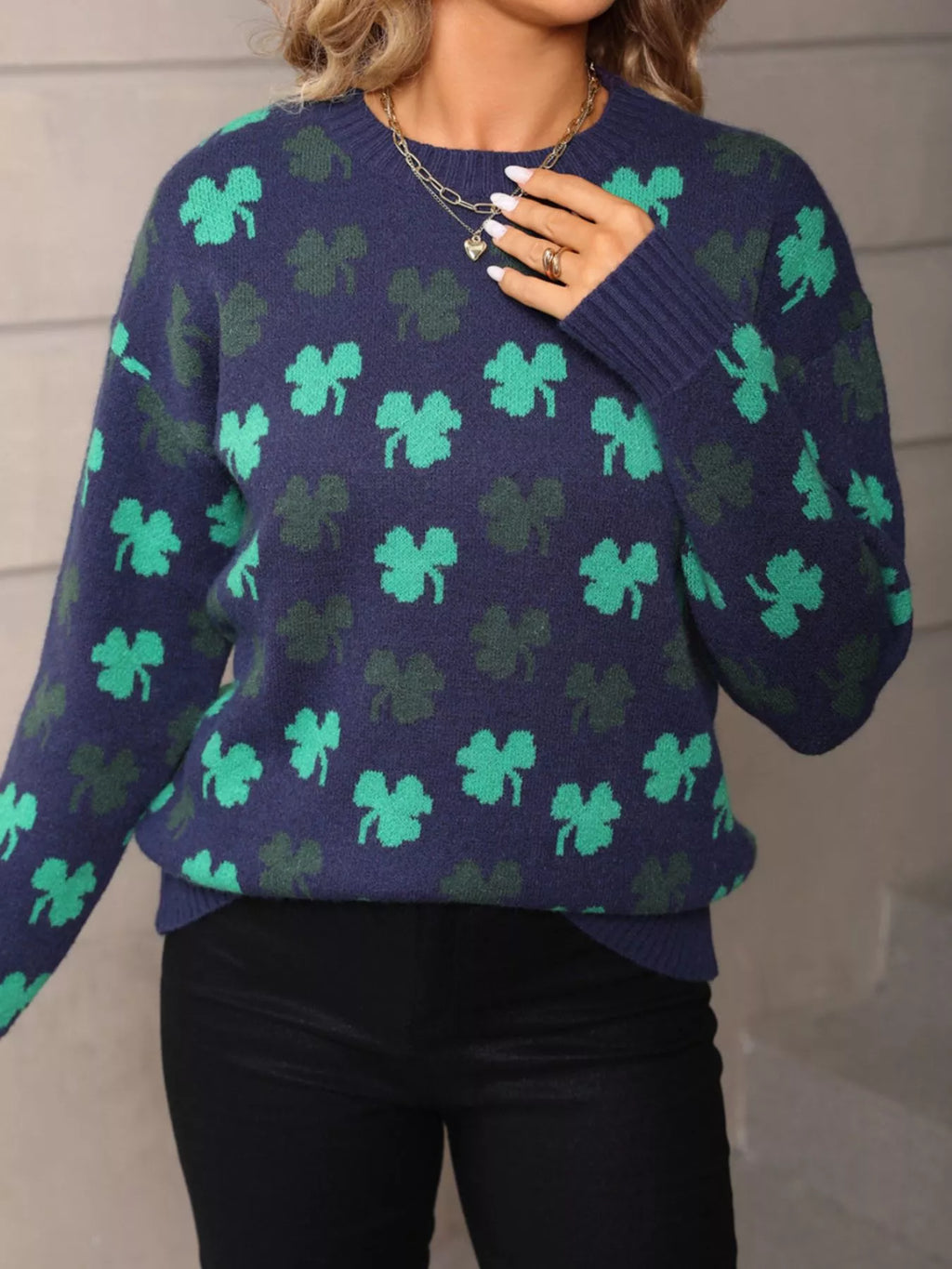 Lucky Clover Crew Neck Sweater