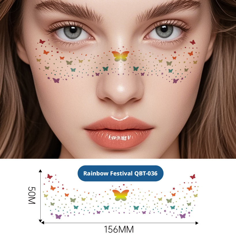 Rainbow freckle tattoo sticker-butterfly style-color-paper-1 sheet