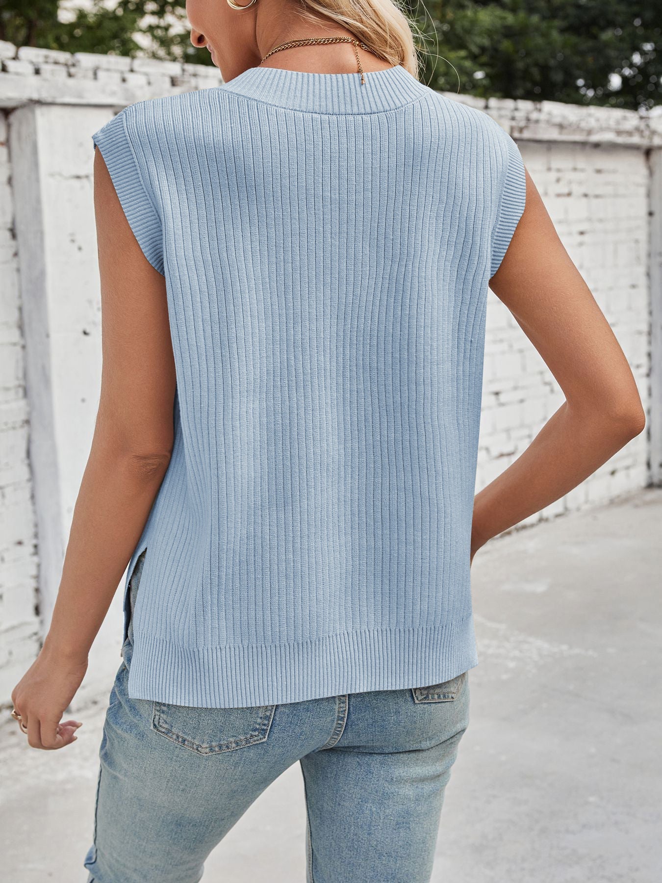 Casual V-Neck Knitted Sweater Vest