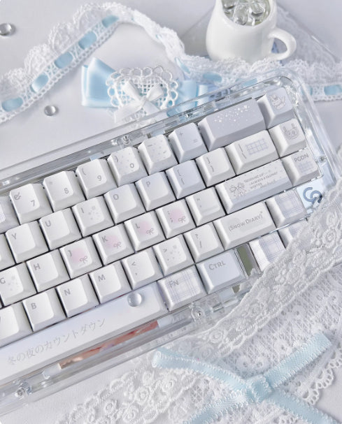 Original Water-colored Diary Keycaps Cute Soft-toned Cool Blue And Uniquely Designed Keyboard Caps