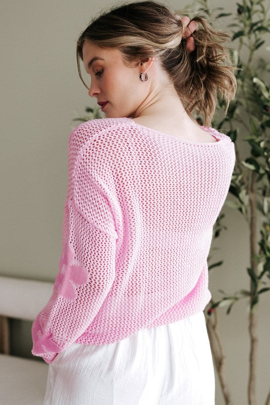 Floral Hollowed Knit Pullover Sweater