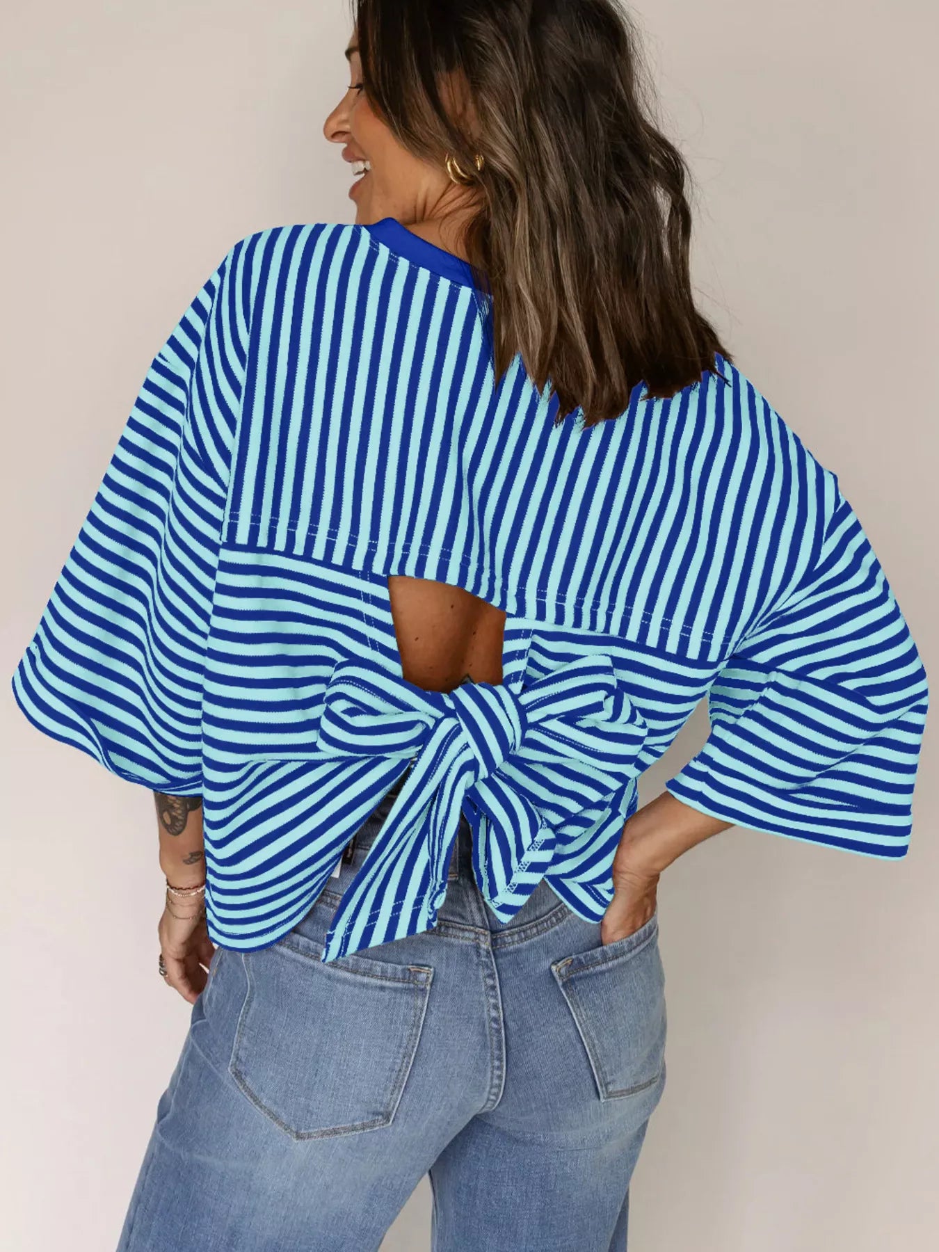 Striped Back Bow Tie T-Shirt