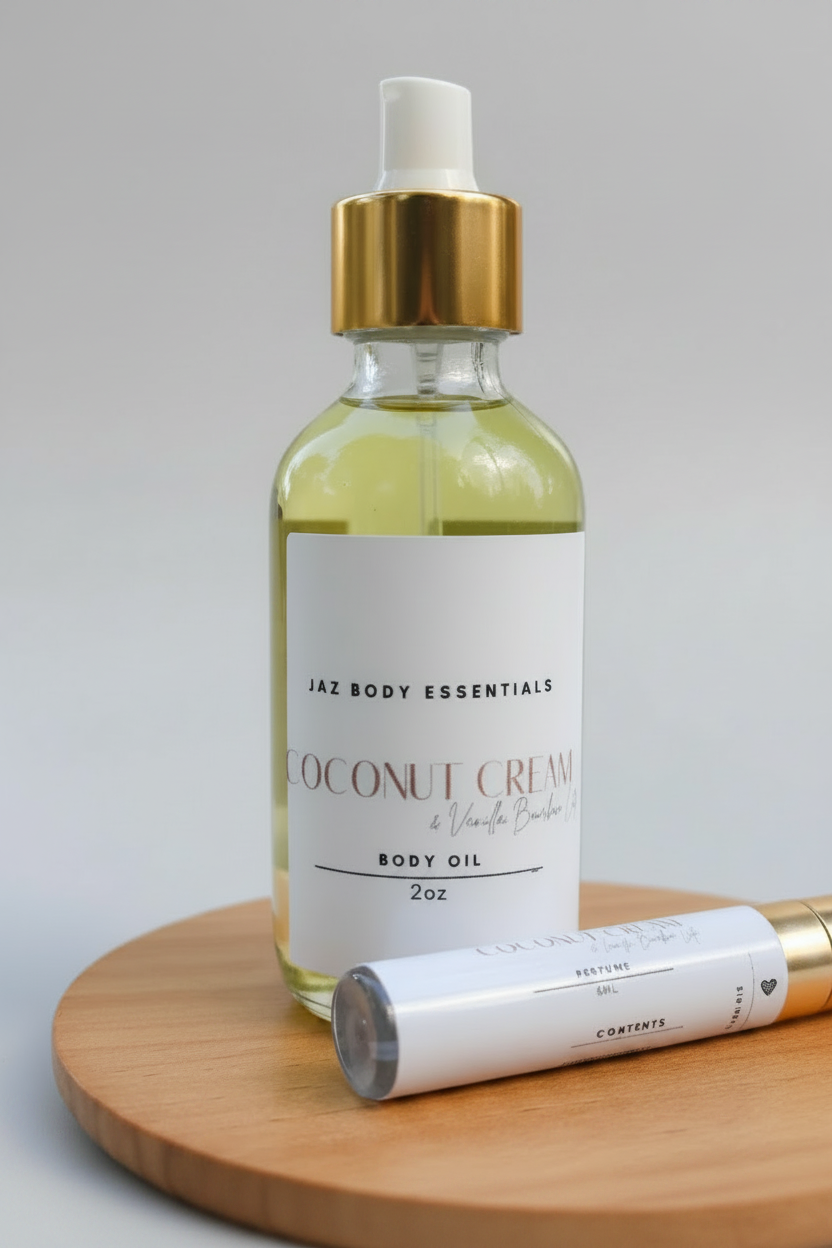 Coconut Cream & Vanilla Bourbon Latte Body Oil & Perfume Set