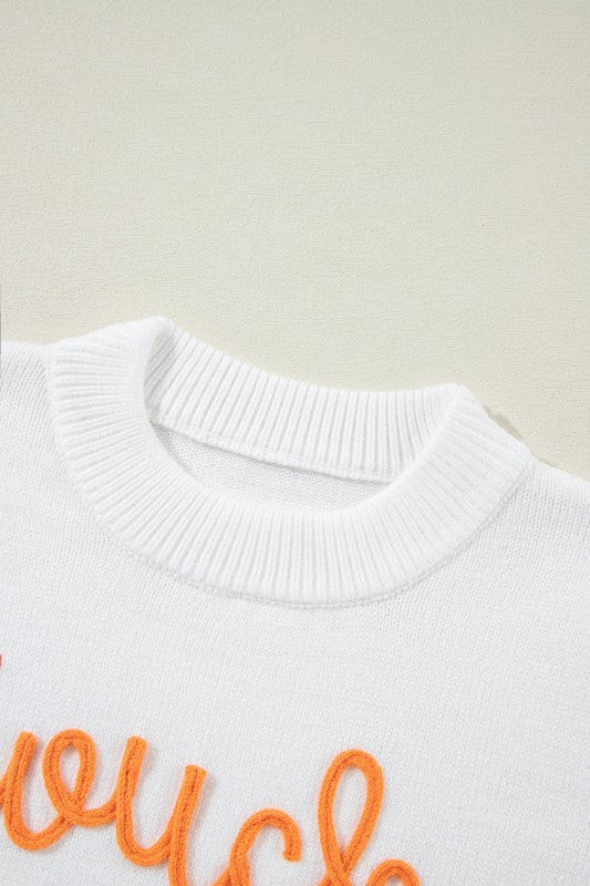 Touchdown Tinsel Puff Sleeve Crewneck Sweater