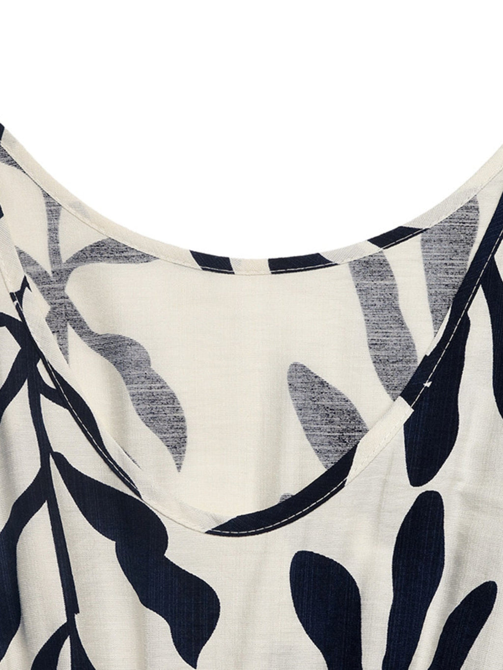 Leaf Print Sleeveless Slit Dress