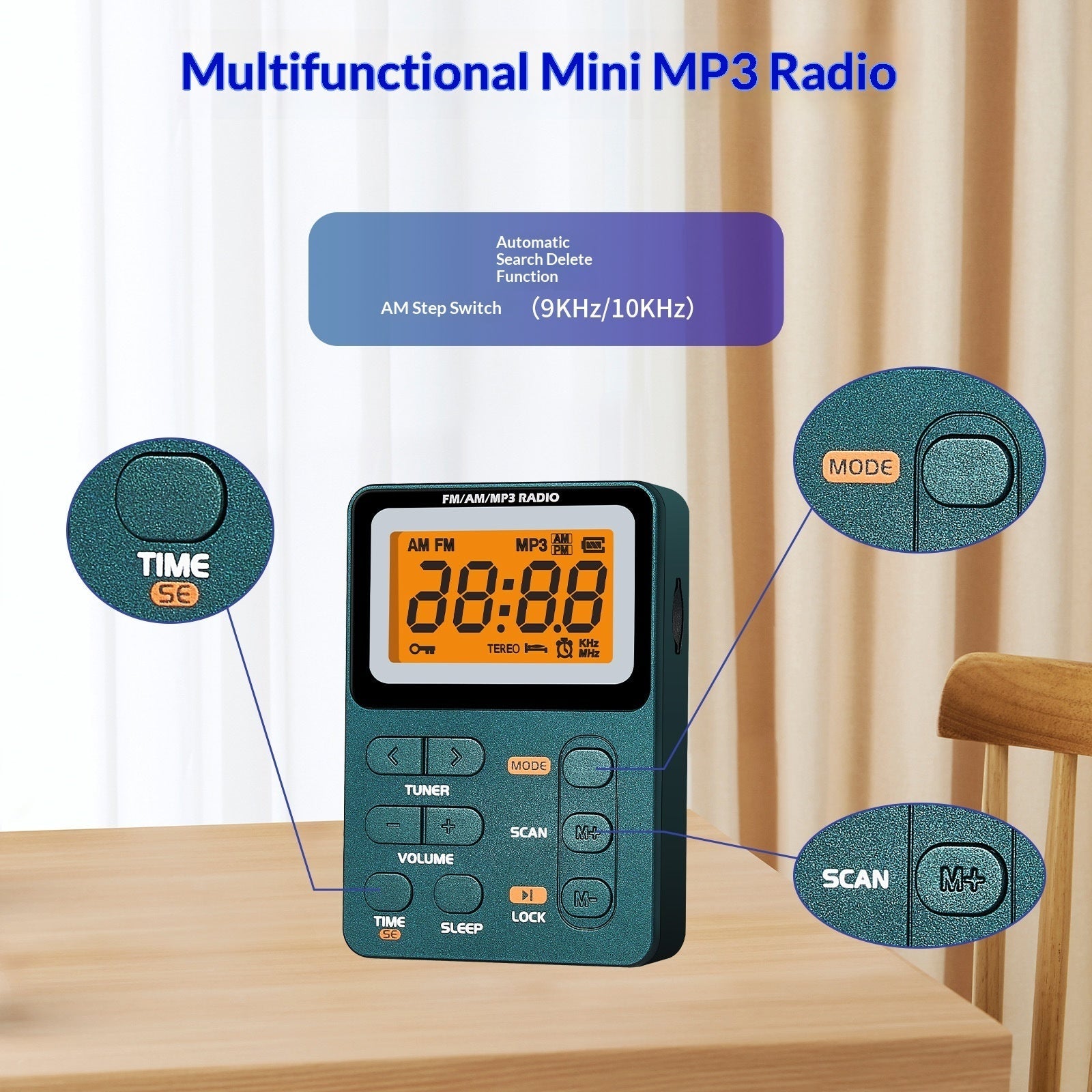 Mini 600mAh Built In AMFMTF Card MP3 Stereo Pocket Radio