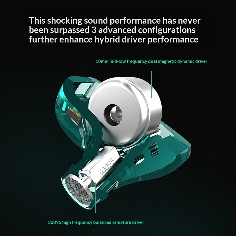 Hybrid Dynamicbalanced Armature In-ear Noise-canceling Music Headphones With Microphone