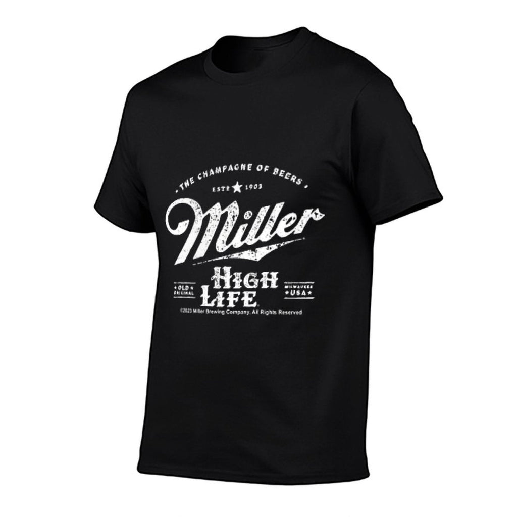 Coors Miller High Life Champagne of Beers Front And Back Ribbed Collar T-Shirt