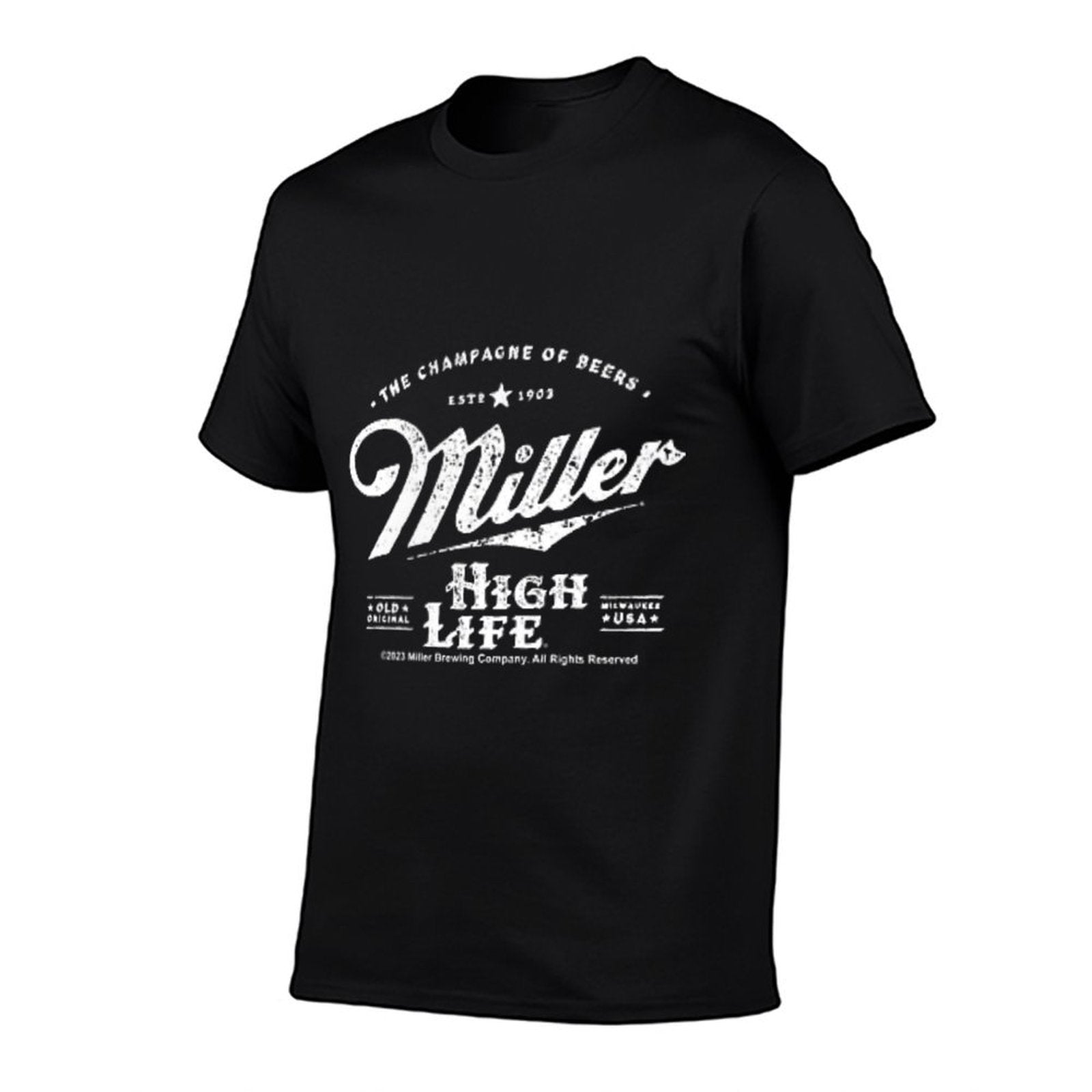Coors Miller High Life Champagne of Beers Front And Back Ribbed Collar T-Shirt