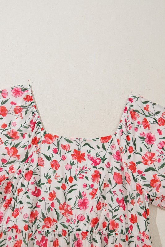 Plus Size Floral Square Neck Maxi Dress