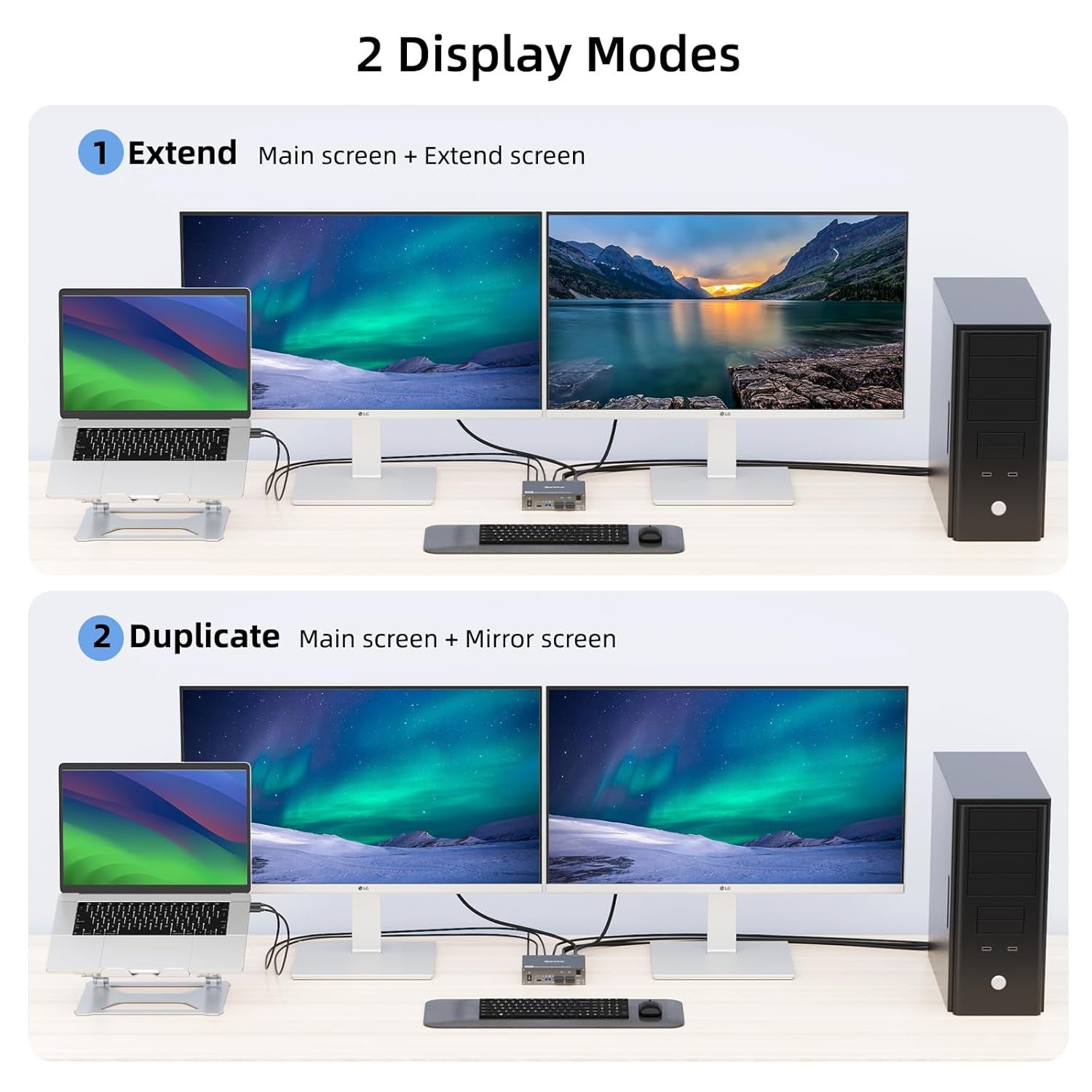 2-Monitor 2-Computer USB Dual-Monitor USB 30 USB Type-C KVM Switcher