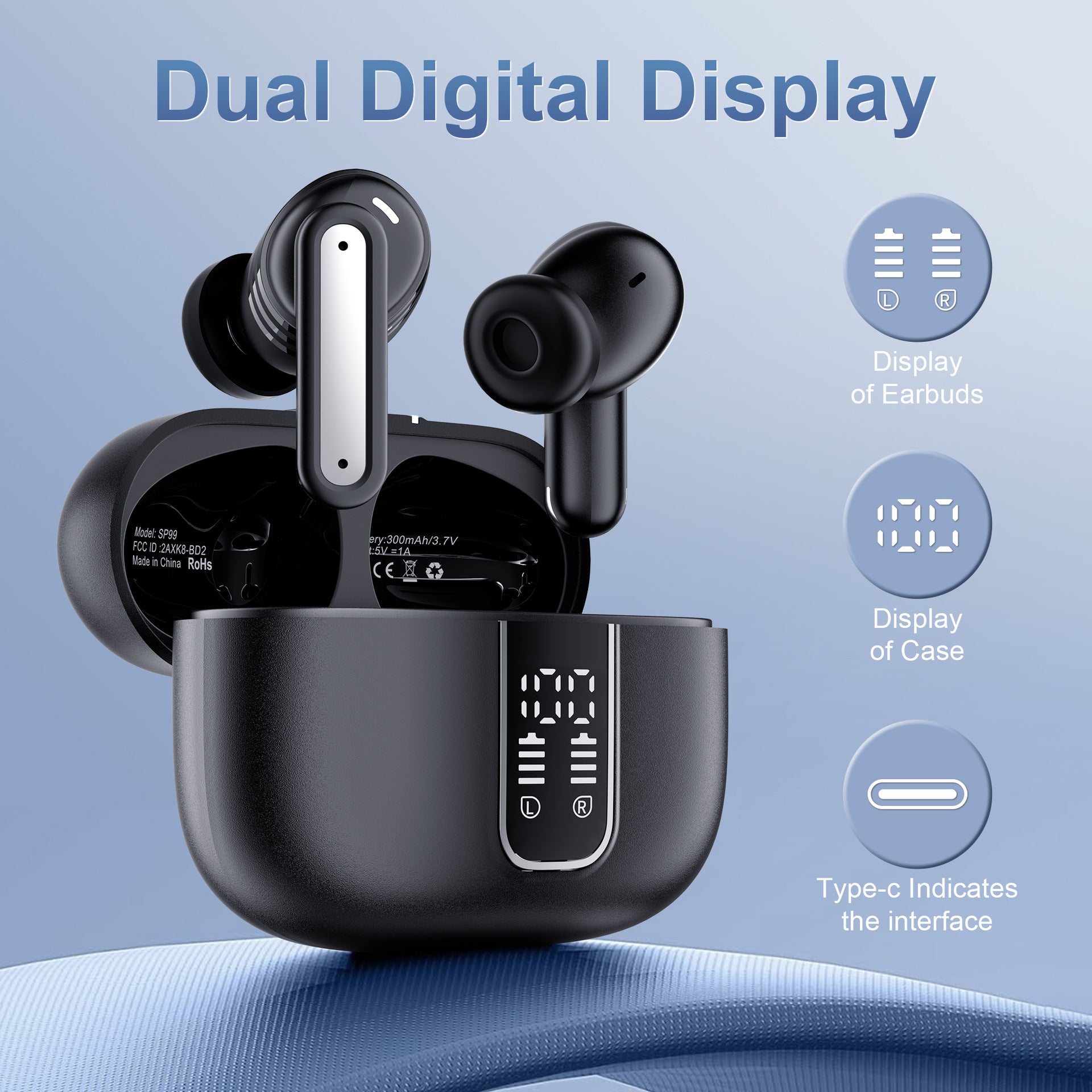 Bluetooth Earphones With Digital Noise Reduction And Ultra Long Battery Life