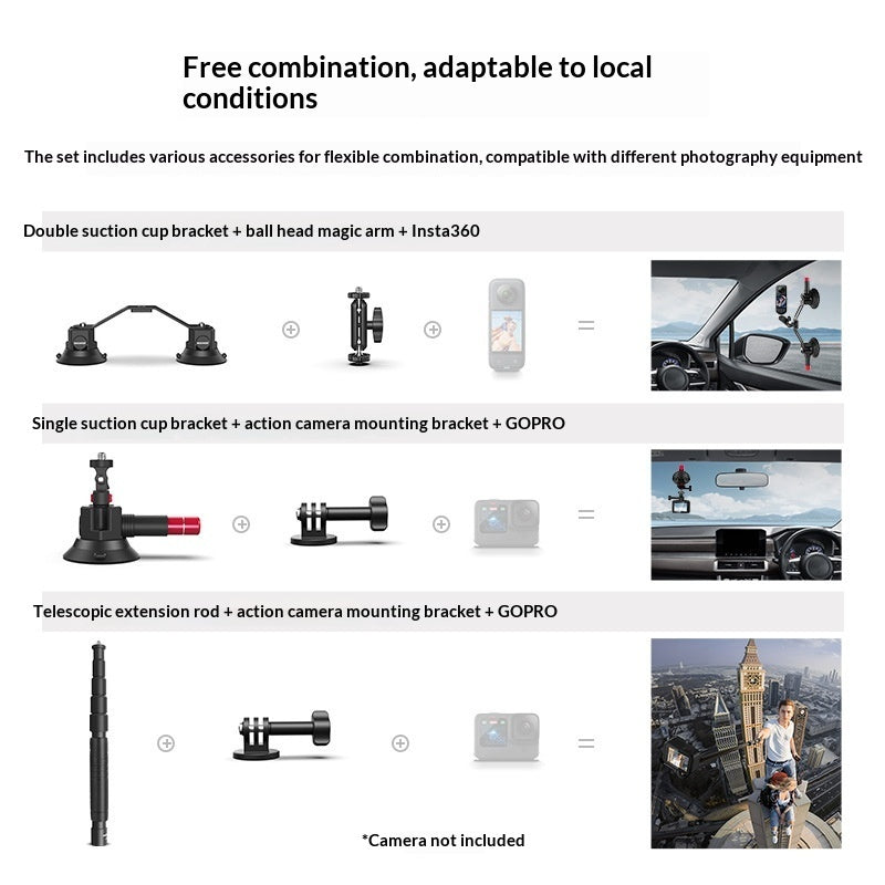 POV Action Camera Extension Pole With Suction Cup Kit