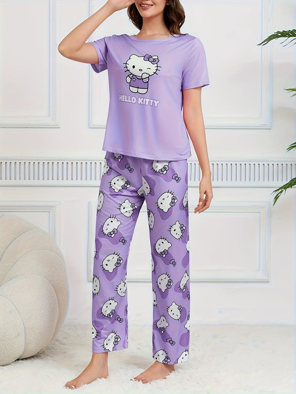 Cute Hello Kitty Pajama Set for Women  2 Sets