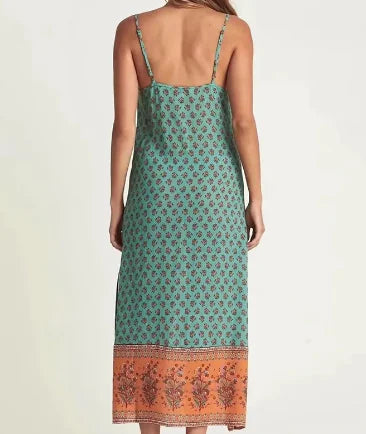 Spring High-End European Style V-Neck Maxi Dress