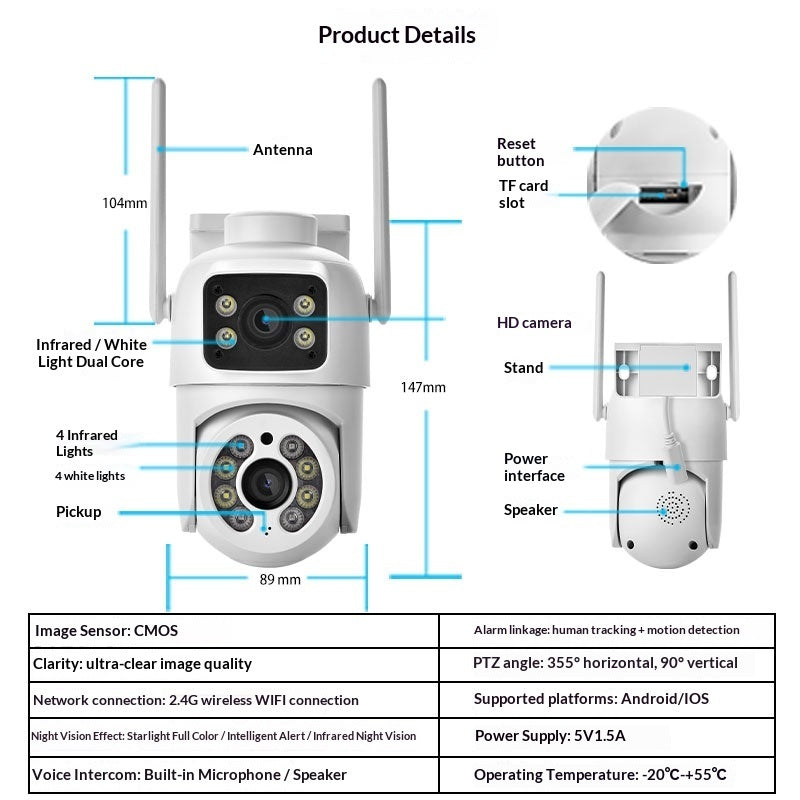 Outdoor Waterproof Binocular Dual-screen Camera Wireless