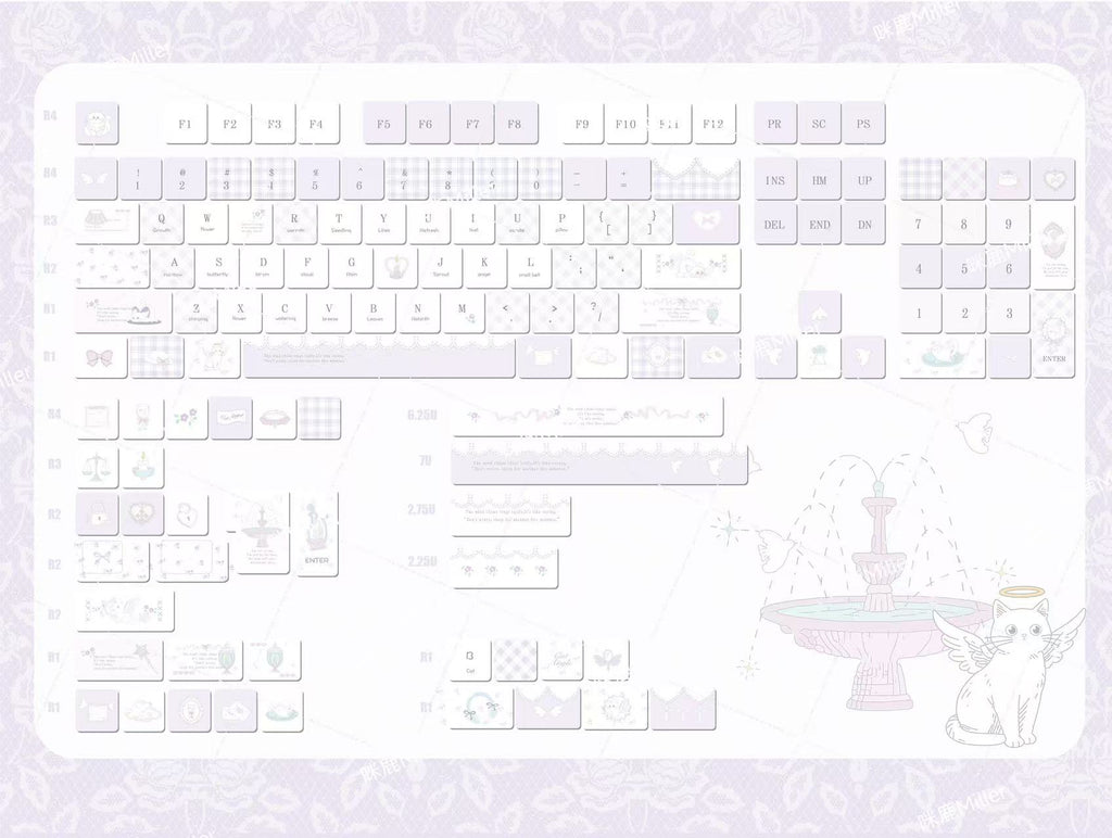 Meow Meow Hymn Keycaps In Protein Purple And Lavenderelegant