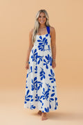 Floral Crisscross Tie-Back Long Dress
