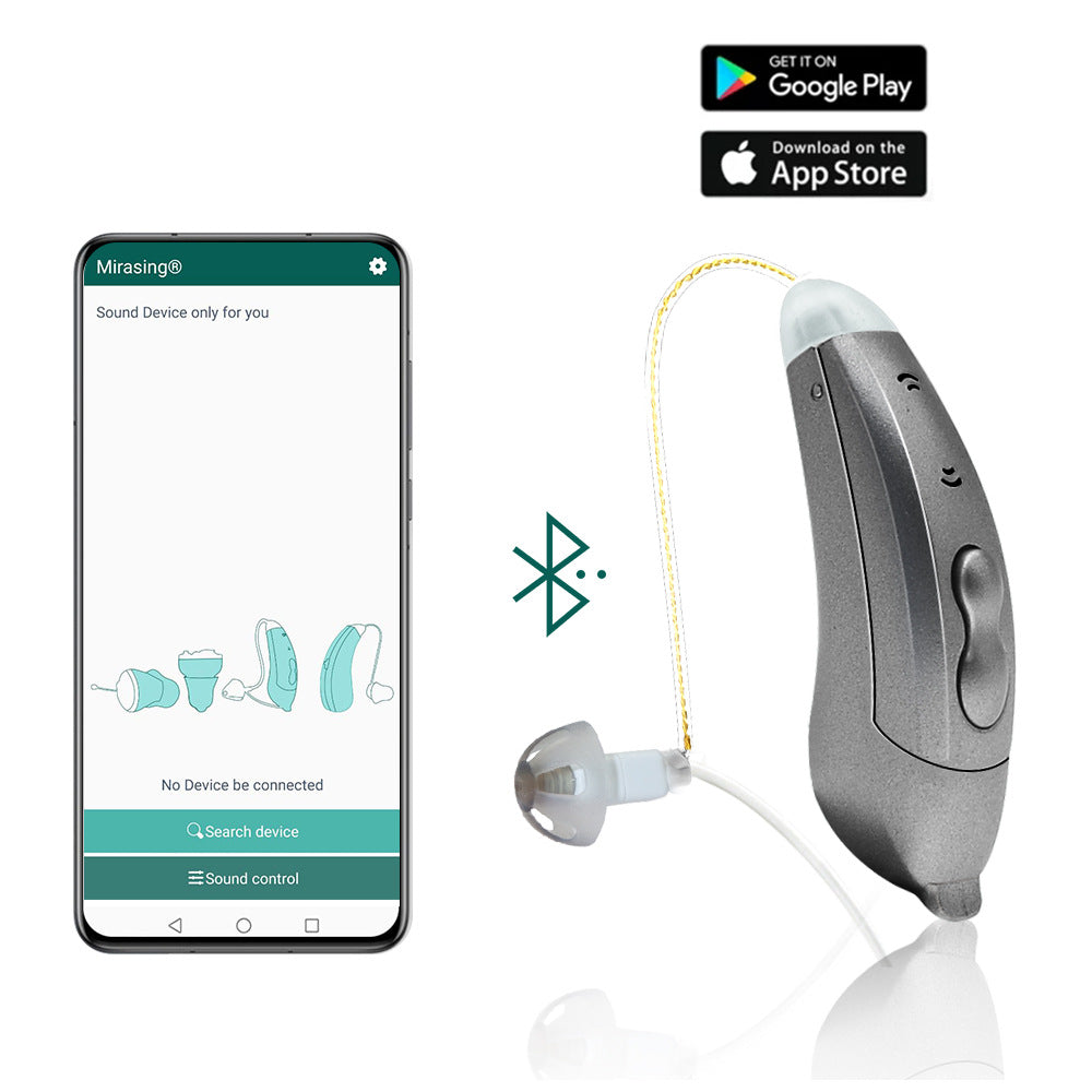 Wireless Bluetooth Noise-Canceling RIC Hearing Aid