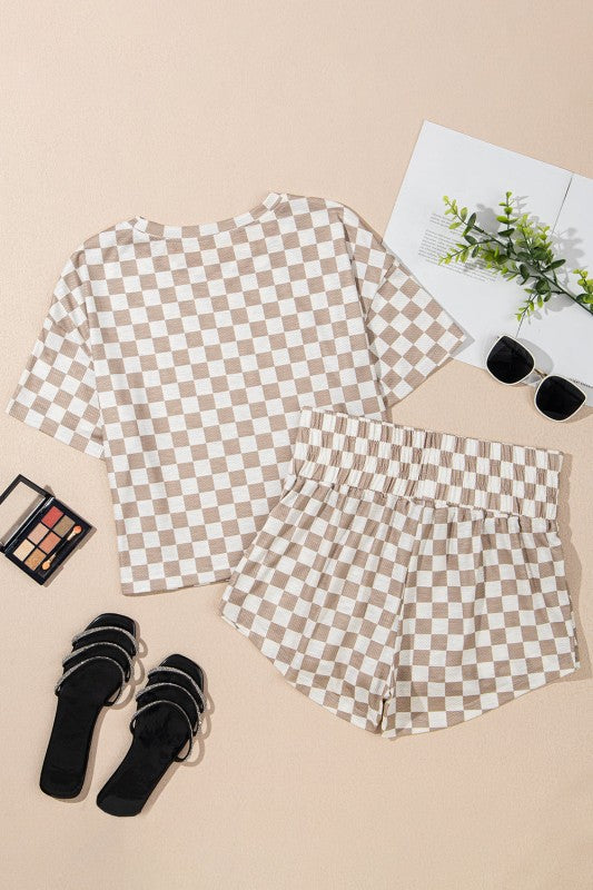 Checker T-Shirt & High Waist Skort Set