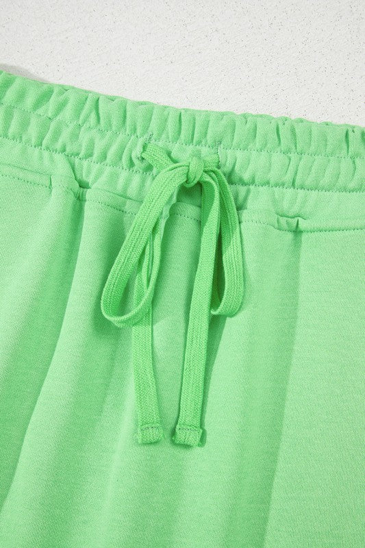 Solid French Terry Drawstring Waist Mini Skort