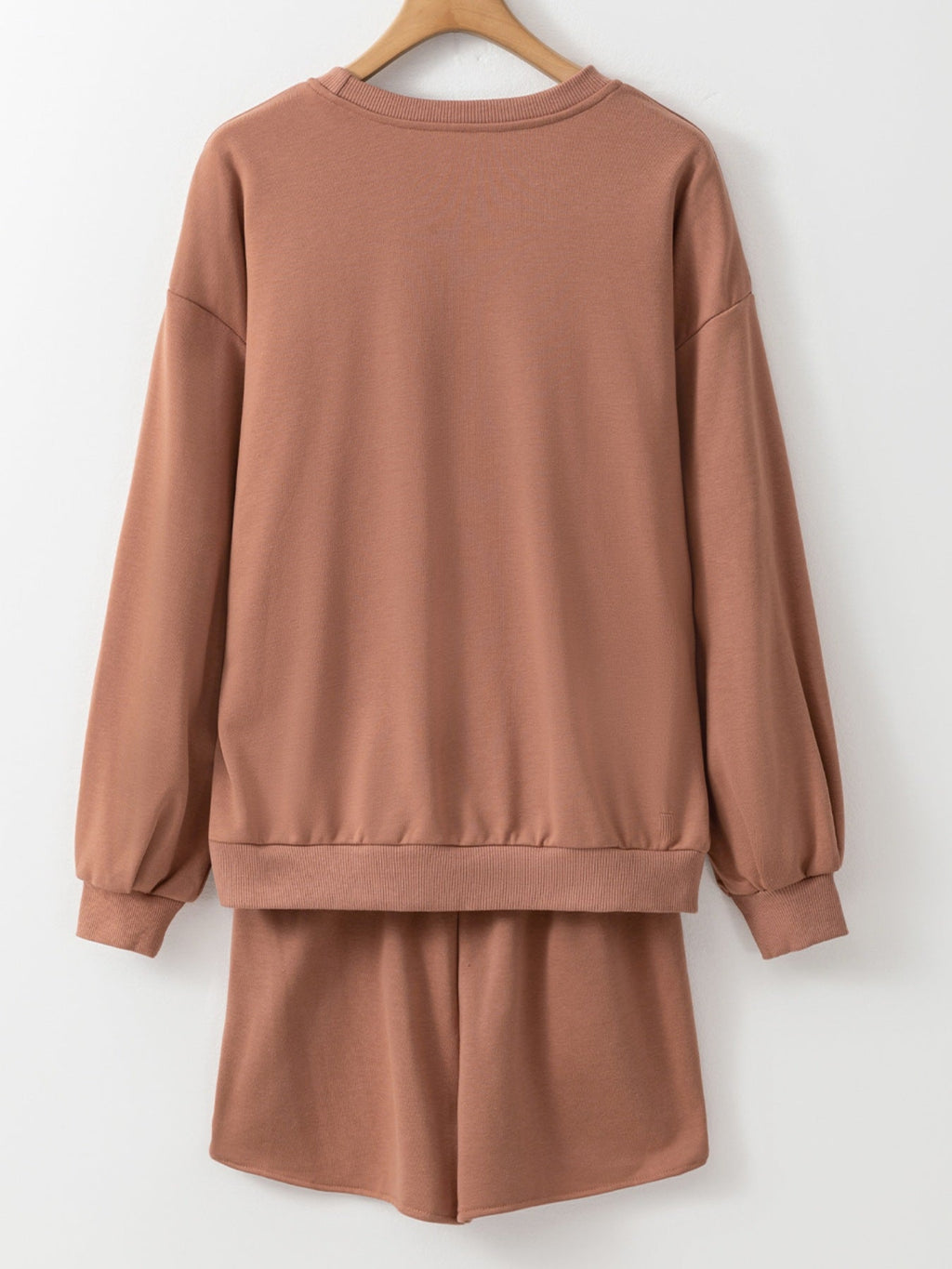 COFFEE Round Neck Sweatshirt and Shorts Set