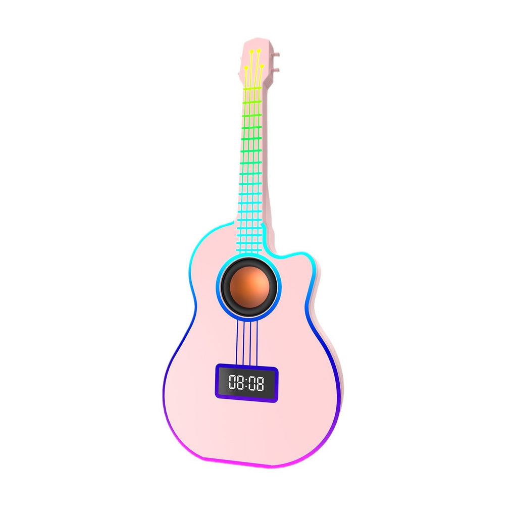 Bluetooth Guitar Speaker With An Alarm Clock And Vibrant Ambient Lighting