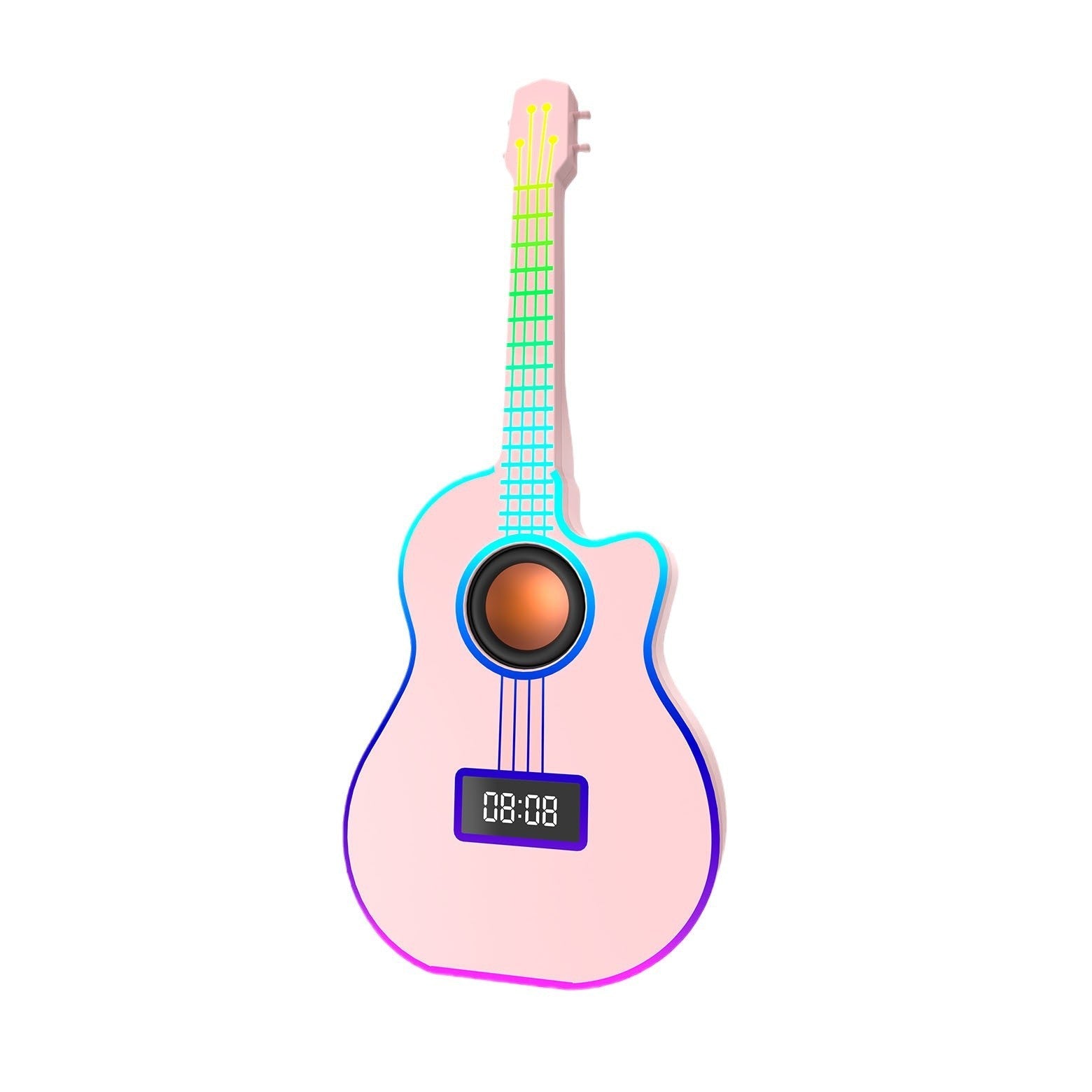 Bluetooth Guitar Speaker With An Alarm Clock And Vibrant Ambient Lighting