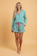 Stripe Ricrac Trim Shirt & Drawstring Shorts Set