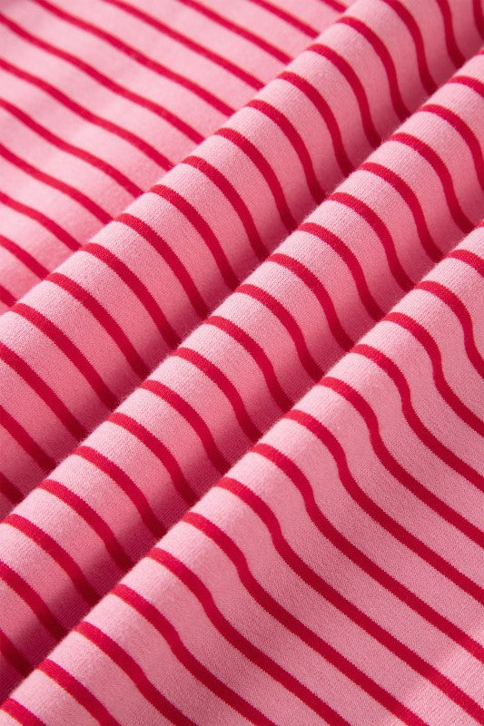 Stripe Thumbhole Sleeve Side Slit Hoodie