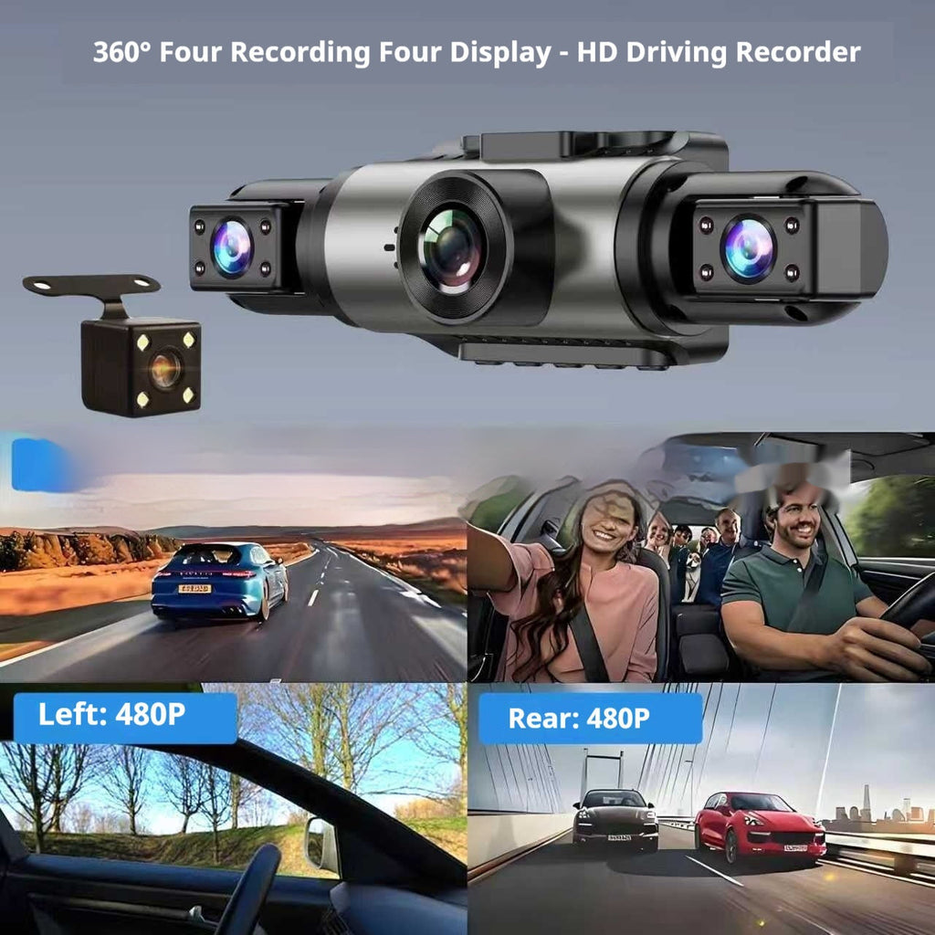 Hidden Four-Lens Simultaneous Recording IPS HD Dash Cam