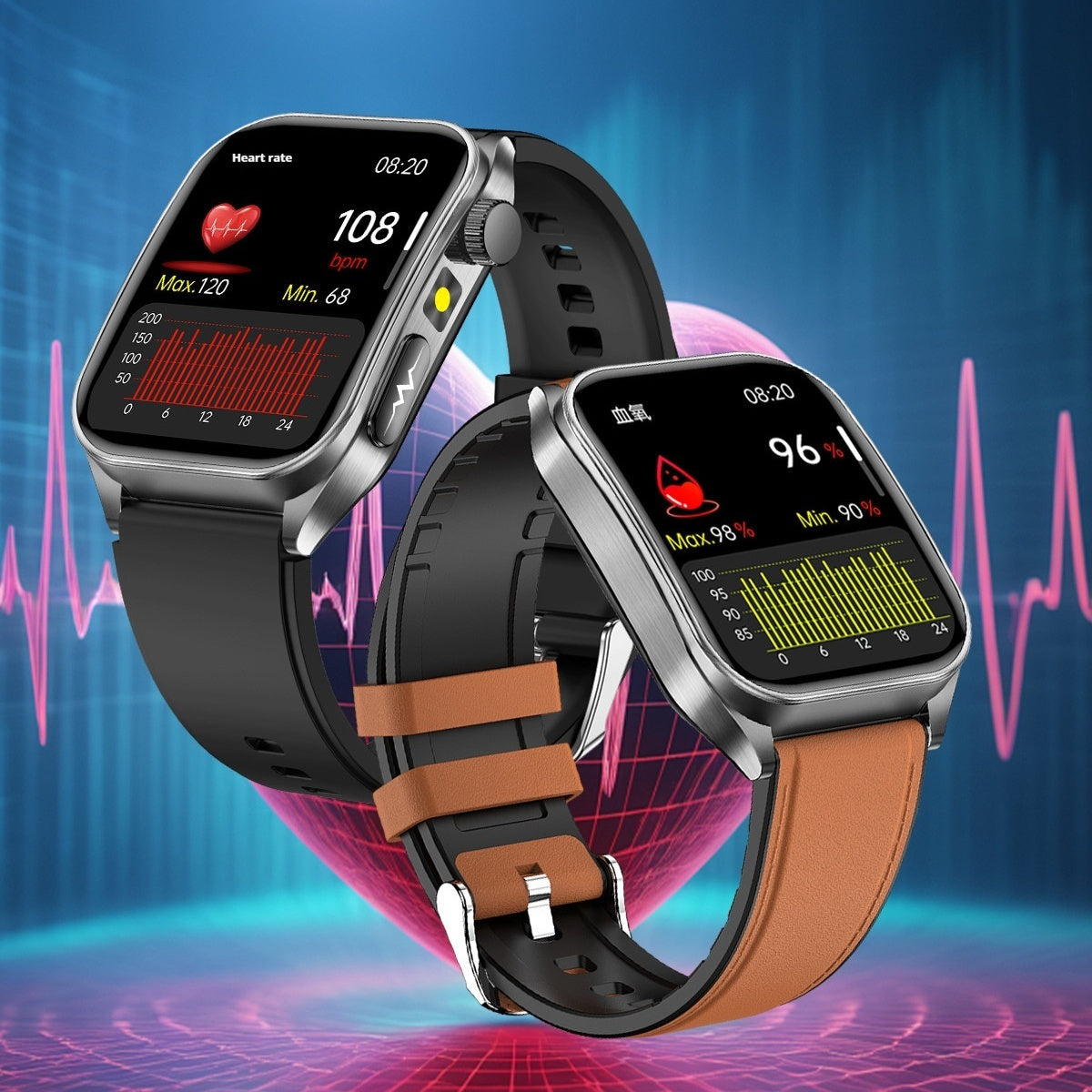 Dual-probe 650nm Laser Therapy HRV Bluetooth Calling Health Watch